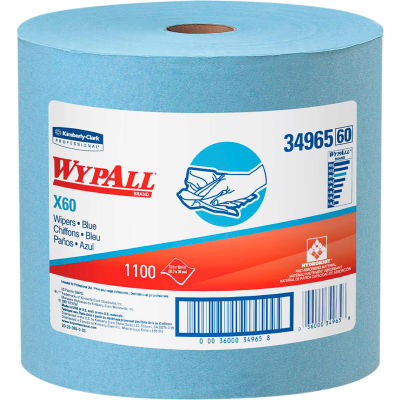 WypAll* X60 Wipers Jumbo Roll 12 1/2 x 13 2/5 Blue 1100/Roll 34965 