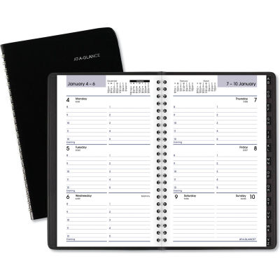 AT-A-GLANCE® Block Format Weekly Appointment Book w/Contacts Section, 8.5 x 5.5, Black, 2022