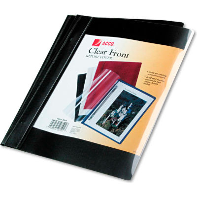 ACCO Vinyl Report Cover, Prong Clip, Letter, 1/2" Capacity, Clear Cover/Black Back