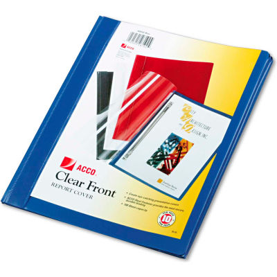 ACCO Vinyl Report Cover, Prong Clip, Letter, 1/2" Capacity, Clear Cover/Blue Back