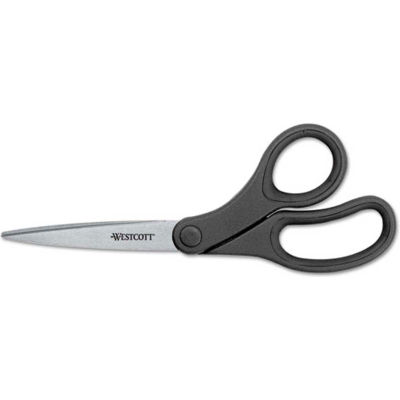 Westcott® KleenEarth Basic Plastic Handle Scissors, 7" Length, Pointed, Black - Pkg Qty 6
