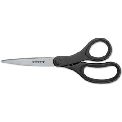 Westcott 15586 KleenEarth Basic Plastic Handle Scissors, 9" Length, Pointed, Black