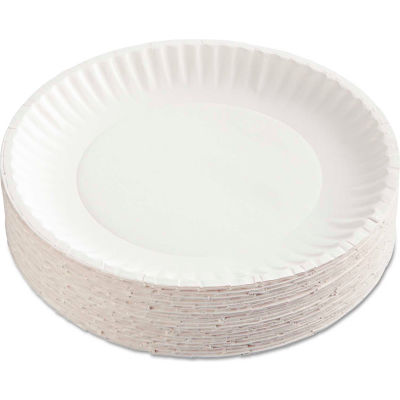 AJM Packaging Corp® AJMCP9GOEWH Coated Paper Plates, 9" Dia., White, 1000/Carton