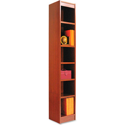 Alera ALEBCS67212MC Narrow Profile Bookcase, Wood Veneer, 6-Shelf,12"Wx12"Dx72"H, Cherry