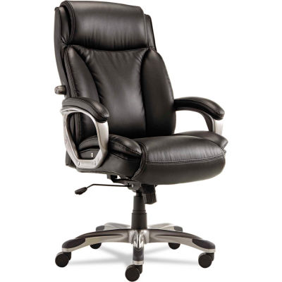 Alera® Executive Leather Chair with Coil Spring Cushioning - Leather - Black - Veon Series