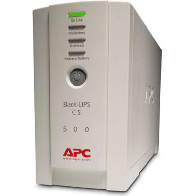 APC® BK500 Back-UPS CS 500 Battery Backup System, 6 Outlets, 500VA / 300 Watts