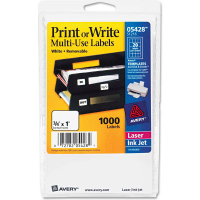 Avery® Print or Write Removable Multi-Use Labels, 3/4 x 1, White, 1000/Pack