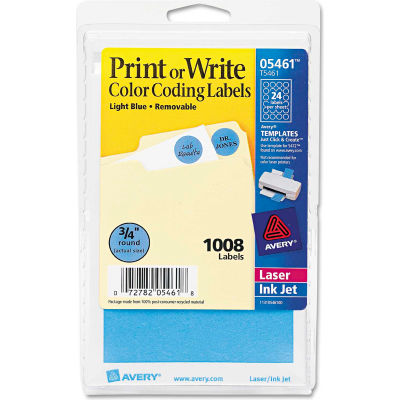 Avery® Print or Write Removable Color-Coding Labels, 3/4" Dia, Light Blue, 1008/Pack | B1601918 ...