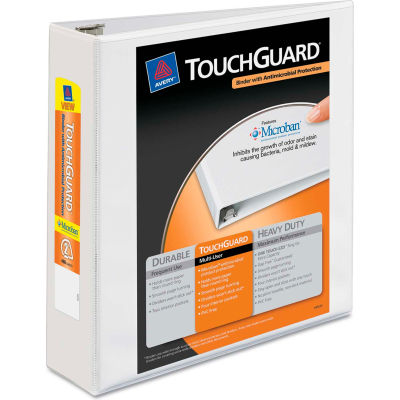 Avery® Touchguard Antimicrobial View Binder with Slant Rings, 2" Capacity, White