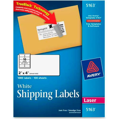 Shipping Labels with TrueBlock Technology, 2 x 4, White, 1000 Labels