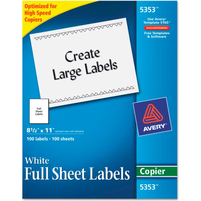 avery white full sheet labels
