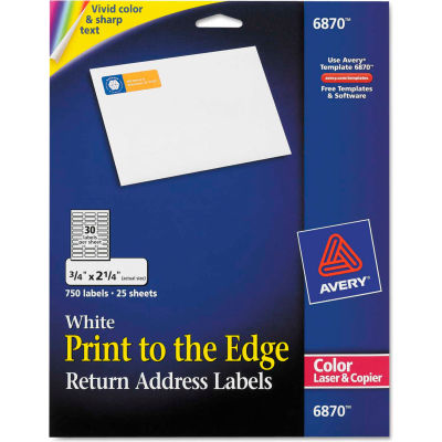 Avery® Return Address Labels for Color Laser & Copier, 3/4 x 2-1/4, Matte White, 750/PK