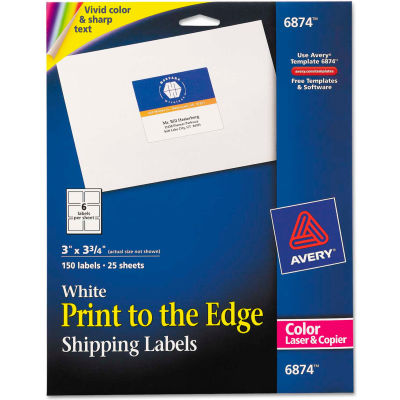 Avery® Shipping Labels for Color Laser & Copier, 3 x 3-3/4, Matte White, 150/Pack