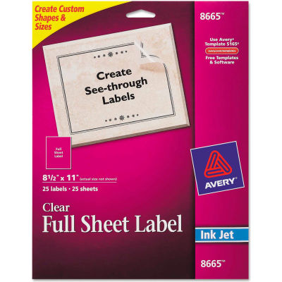 labels inkjet clear sheet pack globalindustrial avery