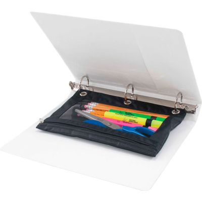 Advantus Binder Pencil Pouch, 10" x 7-3/8", Black/Clear, 3/Pack