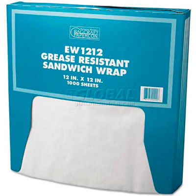 Bagcraft Papercon® Grease-Resistant Paper Wrap/Liner, 12 x 12, White
