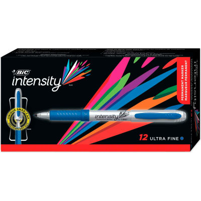 BIC® Intensity Ultra Permanent Marker, Extra-Fine Needle Tip, Deep Sea Blue, Dozen