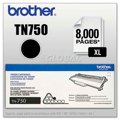 Brother® TN750 (TN-750) High-Yield Toner, 8000 Page-Yield, Black