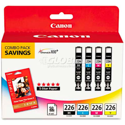 Canon® 4546B007AA Ink & Paper Combination, (CLI-226), Black, Cyan, Magenta, Yellow