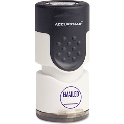 ACCUSTAMP® Pre-Inked Round Stamp with Microban, EMAILED, 5/8" dia, Blue