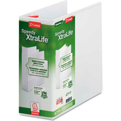 Cardinal® Speedy XtraLife Non-Stick Locking Slant-D Ring Binder, 5" Capacity, White