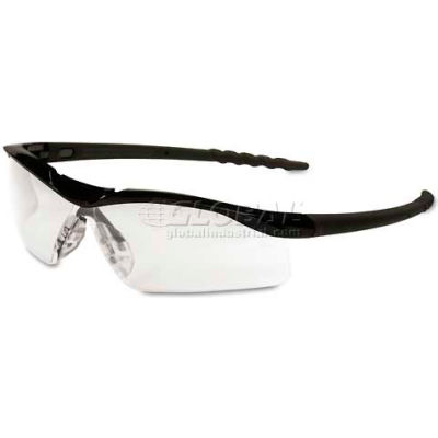 MCR Safety DL110 Crews Dallas Wraparound Safety Glasses, Black Frame, Clear Lens, Hard-Coat, 1 Pair