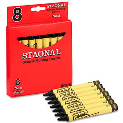 Crayola 5200023051 Staonal Marking Crayons, Black, 8/Box