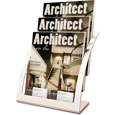 deflect-o DEF693745 Three-Tier Magazine Holder, 11-1/4"W x 6-15/16"D x 13-5/16"H, Silver