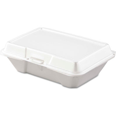 Hinged Lid Foam Food Containers 6-2/5" x 9-3/10" x 2-9/10" - 200 Pack