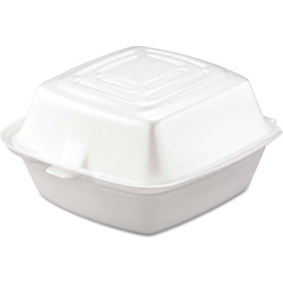 Hinged Lid Foam Food Containers 5-1/2" x 5-3/8" x 2-7/8" - 400 Pack