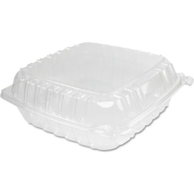 Hinged Lid Plastic Containers 9" x 9-1/3" x 3" 1 Compartment - 200 Pack