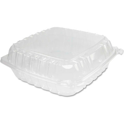 ClearSeal Hinged Lid Plastic Containers 9" x 9-1/3" x 3" 1 Compartment - 200 Pack