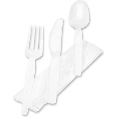 Dixie® DXECM26NC7, Wrapped Cutlery Kit, White, 250/Carton