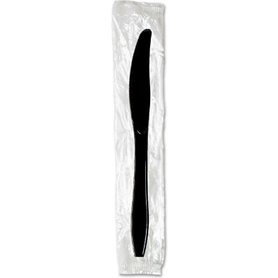 Dixie® KH53C, Individually Wrapped Knives, Polystyrene, Black, 1000/Carton