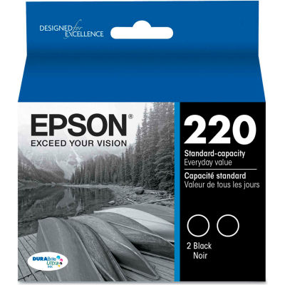 Epson® T220120D2 (220) DURABrite Ultra Ink, Black, 2/Pk