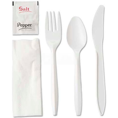 GEN GEN6KITMW, Wrapped Cutlery Kit, Plastic, White, 250/Carton