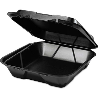Hinged Lid Foam Food Container 9-1/4" x 9-1/4" x 3" 1 Compartment - 200 Pack
