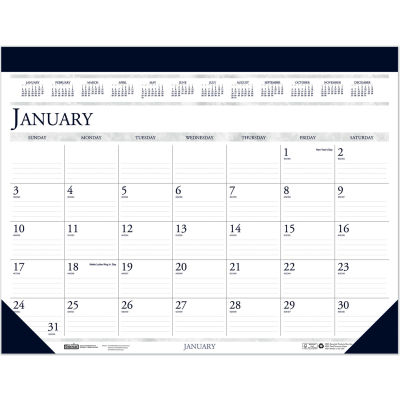 House of Doolittle Recycled Two-Color Monthly Desk Pad Calendar, 18.5 x 13, 2022