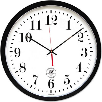 Chicago Lighthouse Atomic Slimline Contemporary Clock, 16-1/2", Black