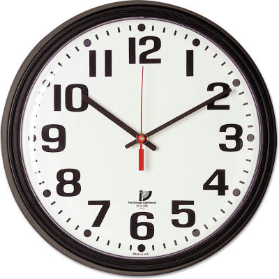 Chicago Lighthouse Bold Quartz Contract Clock, 13-3/4", Black