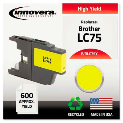 Innovera® Compatible Remanufactured High-Yield LC75Y Ink, 600 Page-Yield, Yellow