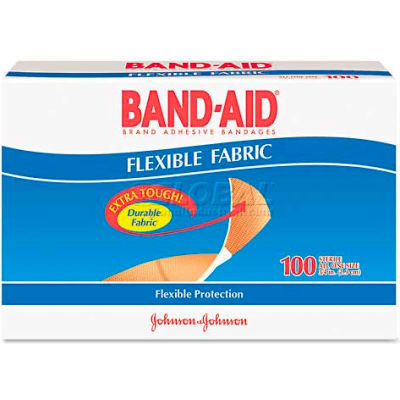 BAND-AID 4434 Flexible Fabric Premium Adhesive Bandages, 3/4 x 3, 100/Box