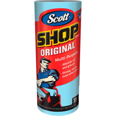 Scott Shop Towels, 10-2/5" X 11", Blue, 30 Rolls/Case - KIM75130