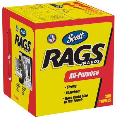 Scott Rags in a Box 10" x 12" 200/Box, White - KIM75260