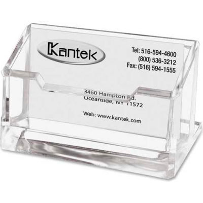 Kantek Clear Acrylic Business Card Holder, 80-Card Capacity, 4"W x 1 7/8"D x 2"H