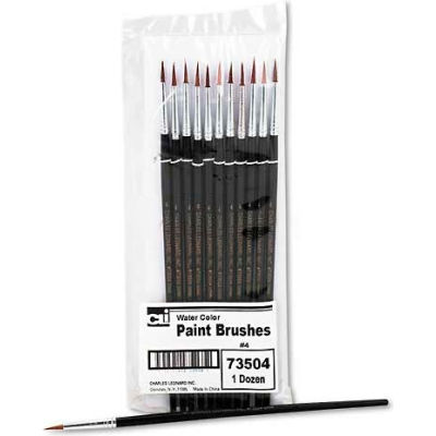 Charles Leonard 73504 Artist Brush, Size 4, Camel Hair, Round, 12/Pack