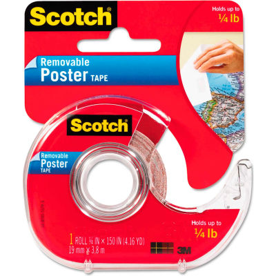 Scotch® Wallsaver Removable Poster Tape, Double-Sided, 3/4" x 150", w/Dispenser