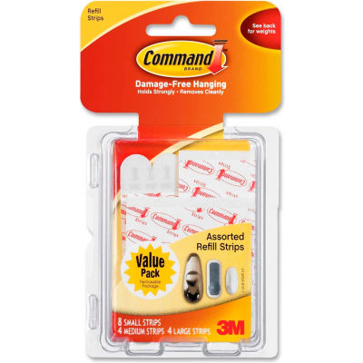 3M Command™ Assorted Refill Strips, White, 16/Pack