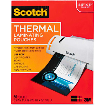 Scotch® Letter Size Thermal Laminating Pouches, 3 mil, 11 1/2 x 9, 50/Pack