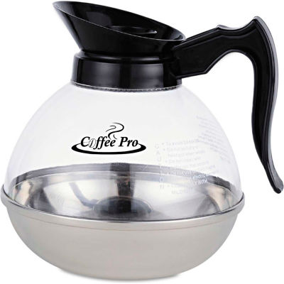 Coffee Pro Unbreakable Regular Coffee Decanter, 12-Cup, Stainless Steel/Polycarbonate